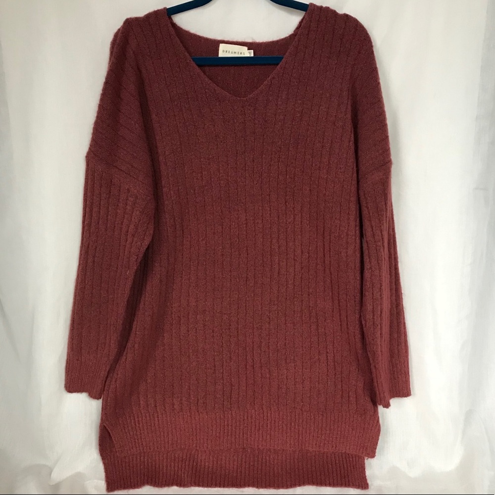 DREAMERS Buttery Soft V-neck Tunic Sweater